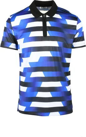 Dirk Bikkembergs Blue Polyester Geometric Polo Shirt