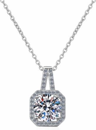 Adored Womens Moissanite Necklace In Silver