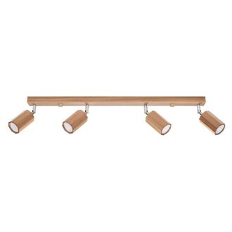 Wonderlamp L&aacute;mpara de techo lineal con 4 focos de madera natural