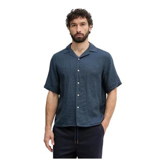 Benetton Heren, Overhemden, Blauw, Maat: M Linnen