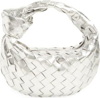 Bottega Veneta Mini Jodie Intrecciato Metallic Leather Top Handle Bag in 8101 Silver- Silver at Nordstrom