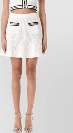 Self Portrait textured ribbed striped knit mini skirt