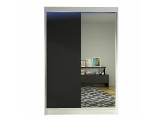 Mirjan24 Mobilier1 - Armario Closico 147, Blanco + Negro, 200x120x58cm, Puertas De Armario: Correderas, N&uacute;mero De Estantes: 0, Led