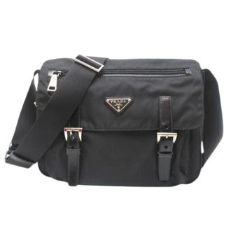 Prada Vintage Cross Body Bags, unisex, Black, ONE SIZE, Pre-owned Nylon Cross Body Bag