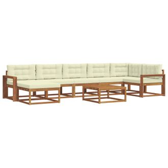 vidaXL Conjunto De Sof&aacute;s De Exterior Con Coj&iacute;n 8 Pcs Natural Y Crema Vidaxl