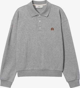 Dunst Polo mit spitzem Kragen aus meliertem Sweat