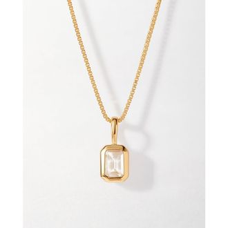 Edge of Ember Deco Birthstone Necklace in White Topaz (April) at Nordstrom, Size 16