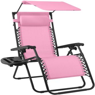 Best Choice Products 30 Extra Wide Folding Zero Gravity Patio Lounge Chair w/Adjustable Canopy Shade