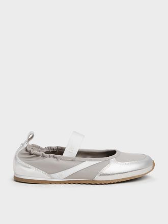 Charles & Keith Jace Metallic Leather Mary Jane Sneakers