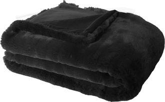 Alo Home Manta de imitaci&oacute;n piel negra antracita de pelo corto 170x130 cm
