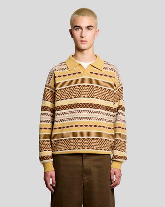 Lyle & Scott Fair Isle lamswolmix polotrui - geel