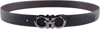 Ferragamo Omkeerbare en verstelbare Gancini riem - Heren - Riemen - Blauw - 105 CM - Leer - Accessoires