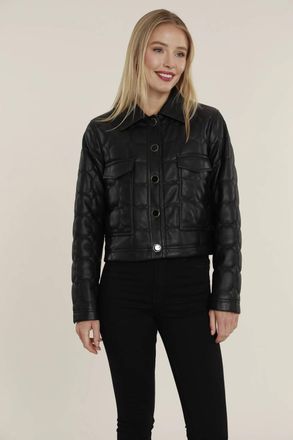 Dolce Cabo Vegan Leather Quilted Jacket In Black