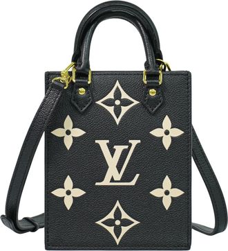 Louis Vuitton Petit Sac Plat Bicolor Monogram Empreinte Giant Black Leather Handbag (Pre-Owned)