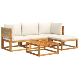 vidaXL Conjunto De Sof&aacute; De Jard&iacute;n De 5 Piezas Con Cojines De Madera De Acacia Y Cuerda Vidaxl
