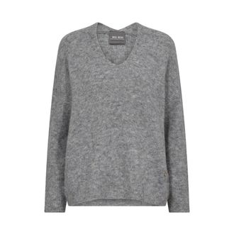 Mos Mosh V-neck Knitwear, female, Gray, Size: XS V-Neck Knit Sweater