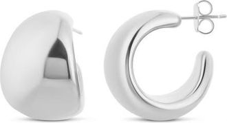 SHYMI Curved Huggie Hoop Earrings in Silver at Nordstrom