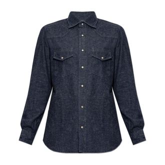 Eleventy Heren, Overhemden, Blauw, Maat: XL Denim