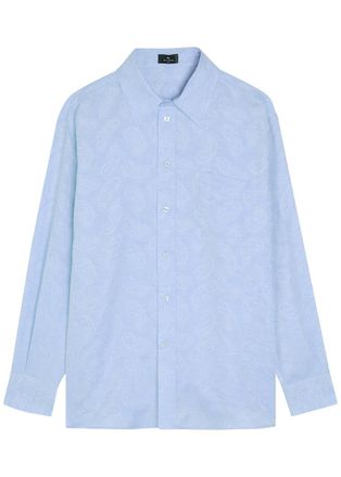 Etro Paisley-print Linen and Cotton-blend Shirt - Light Blue - 46 (UK14 / L)