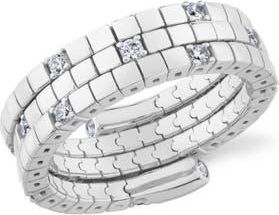 Crislu Pure Flex Three Row Cubic Zirconia Ring in Pure Platinum /Clear Stone at Nordstrom, Size Medium