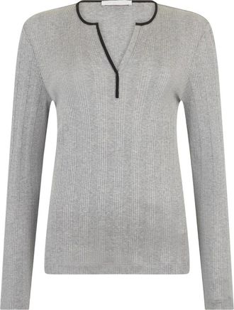 Fabiana Filippi V-neck Knitwear, female, Gray, Size: XS V-neck Knit Top