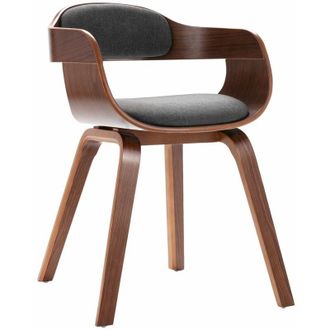vidaXL Vidaxl - Silla De Comedor Madera Curvada Y Tela Gris Oscuro