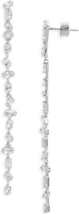 Nordstrom Dainty Mixed Cubic Zirconia Linear Drop Earrings in Clear- Silver at Nordstrom