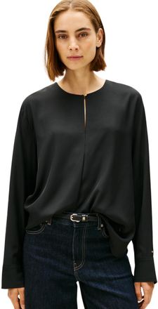 Tommy Hilfiger Womens Relaxed Blouse with Slit, Black (Black), 18