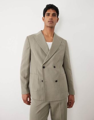 Asos Giacca da abito doppiopetto vestibilit&agrave; classica verde scuro