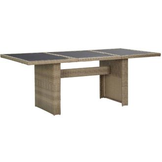 vidaXL Mesa De Comedor Jard&iacute;n Vidrio Y Rat&aacute;n Pe Marr&oacute;n 200x100x74 Cm Vidaxl