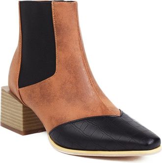 Generic Womens Chelsea Ankle Boots Pointed Toe Block Heels PU Leather Look Plaid Snake Crocodile Pattern Slip On Comfortable Durable Slip Resistant Casual Off