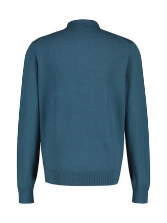 Lerros Strickpullover LERROS LERROS Langarm Strickpolo mit Wollanteil, Herren, Gr. XXL, blau (rich blau), 80% Baumwolle, 20% Wolle, ohne Ausschnitt, Pullover