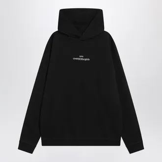 Maison Margiela Black Hoodie With Reversed Logo