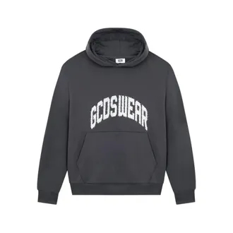 GCDS Hoodies, male, Gray, Size: XL Rhinestone-Embellished Hooded Sweatshirt