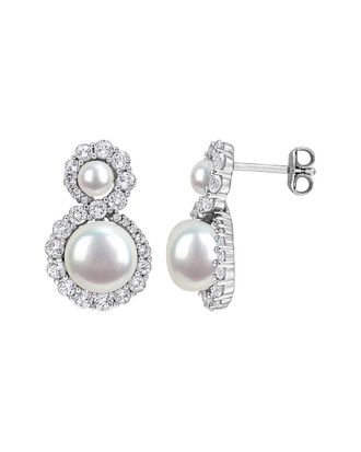 Rina Limor Silver 2.07 ct. tw. Gemstone & 4-8.5mm Pearl Earrings