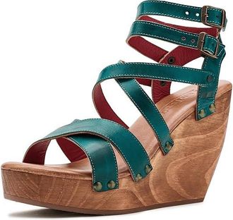 Bed St&uuml; Juliana II Womens Wedge Shoes Arctic Teal Rustic : 8.5 M, Leather