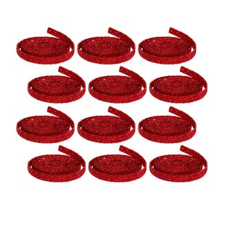 Melrose International Red Glitter Rope Ribbon (Set of 12 Rolls) - Red
