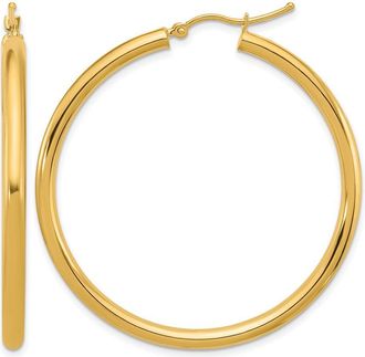 Diamond2Deal 14k Yellow Gold 3x45mm Round Hoop Earrings