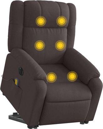 vidaXL Vidaxl - Sill&oacute;n Masaje El&eacute;ctrico Reclinable Elevable Tela Marr&oacute;n Oscuro