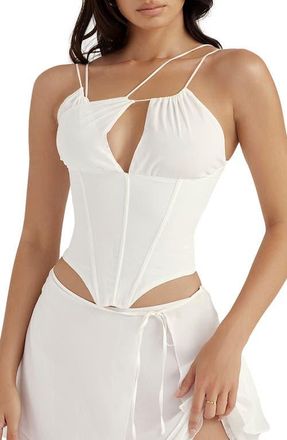House of CB Orla Strappy Corset Top in White at Nordstrom, Size X-Small
