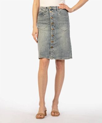Kut from the Kloth Rose Denim Mini Skirt In Blue
