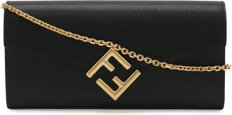 Fendi Black Leather Chain/Shoulder Wallet (Pre-Owned)