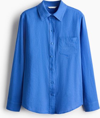 H&M Bluse aus Leinenmix - Blue