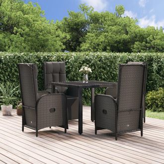 vidaXL Set De Muebles Jard&iacute;n 5 Pzas Con Cojines Rat&aacute;n Sint&eacute;tico Negro Vidaxl