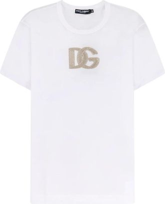 Dolce & Gabbana Katoenen T-shirt met embleem patch - Heren - T-shirts - Wit - L - Katoen - Tops