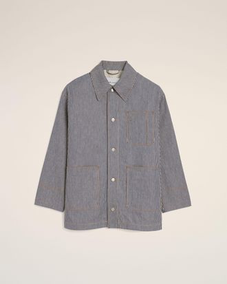 Ami Blue striped cotton worker jacket with Ami de Coeur Multicolor - XL - for Women