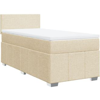 vidaXL Cama Box Spring Con Colch&oacute;n Tela Color Crema 90x190 Cm Vidaxl