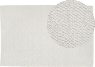 Beliani Beliani - Alfombra Blanco Crema De Lana Con Algod&oacute;n 160 X 230 Cm Rectangular Tejido A Mano Con Motivos Geom&eacute;tricos Boho Ellek