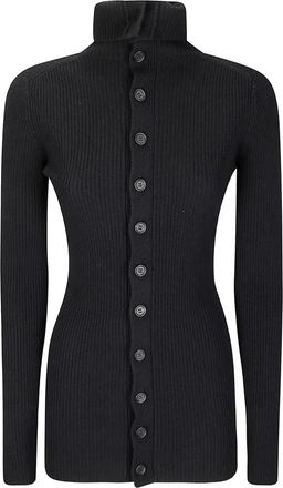 Yohji Yamamoto Cardigan a collo alto - Nero