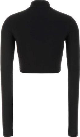 Off-white Womens Stamp Crop Top Black Acetate Elastane Tunics